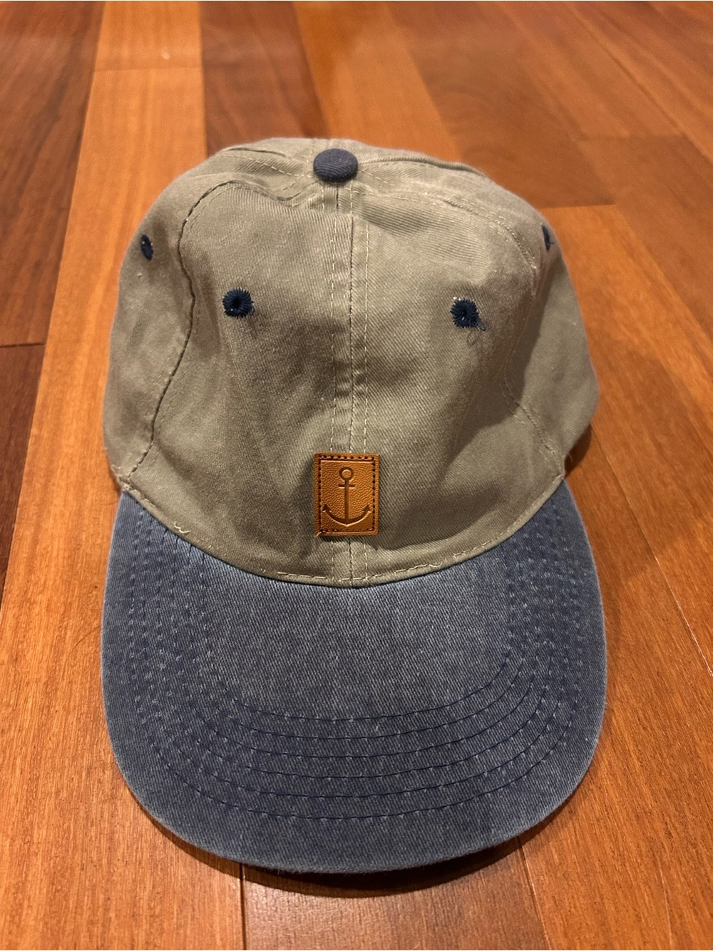 Unbranded Olive & Navy Anchor Patch Cotton Baseball Cap